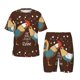 thumbnail image 1 of Balery Rooster And Chicken Conjunto de Pijama Infantil de Manga Corta con Estampado – Ropa de Dormir de Algodón Suave-Large, 1 of 6