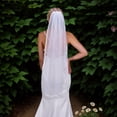 thumbnail image 4 of Aellinatey Bride Wedding Veil Single Layer Flower Edge Mesh Veil Bridal Shower Headdress, 4 of 10