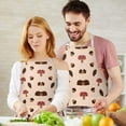 thumbnail image 3 of Brown Mushroom Hedgehog Leaf Beige Pattern Apron-Garden Aprons for Women with Pockets-Cotton Linen Waterproof Kitchen Cooking Gardening Aprons Adjustable for Kitchen,Cooking,BBQ and Salon 33x27 Inch, 3 of 7