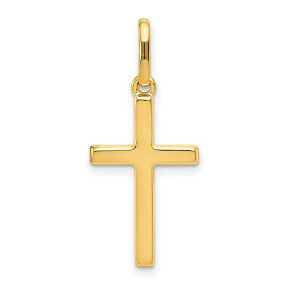 14K Yellow Gold Polished Cross Pendant for Women & Men – Classic Religious Charm, 30mm Length, Lightweight & Elegant