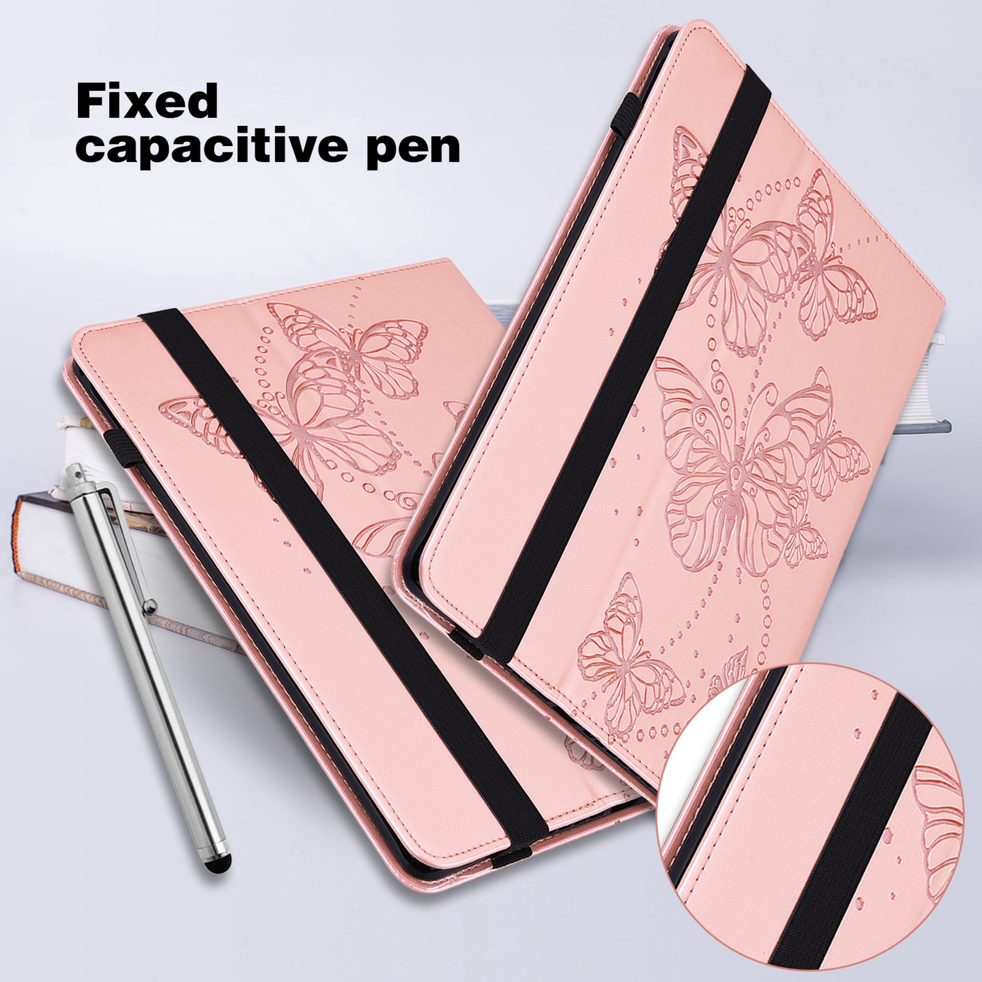 Allytech iPad 10th Gen Case, iPad 10.9" 2022 Case, PU Leather Butterfly Embossed Shockproof Auto Sleep Wake Pencil Holder Kickstand Elastic Band Protective Case Cover for Apple iPad 10th Gen 10.9"