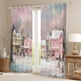 thumbnail image 2 of Homewish Winter Rustic Cabin Curtains Pack of 2 (42x84 Each) for Kid, Kawaii Pink Princess House Curtains Blackout, Happy New Year Bedroom Curtains, Living Room Curtains Decor, 2 of 6