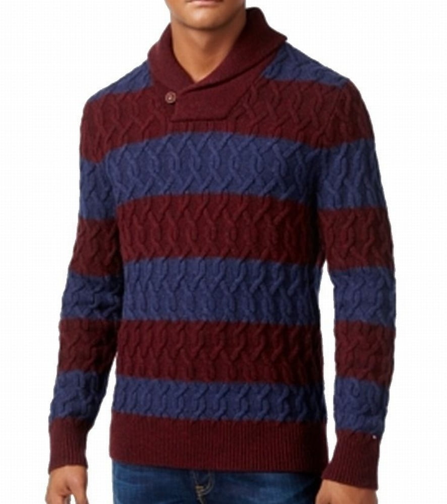 Tommy Hilfiger - Tommy Hilfiger NEW Red Mens Size XL Shawl Collar Cable Knit Sweater - Walmart 