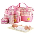 thumbnail image 1 of Juego de bolsas de pañales para bebés TeqHome, 5 piezas con cambiador, color rosa, 1 of 7