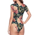thumbnail image 4 of Balery Rose Flowers Women's Short Sleevee Crew Neck Bodysuit Tops Short Sleeve Tops Basic-Large, 4 of 9