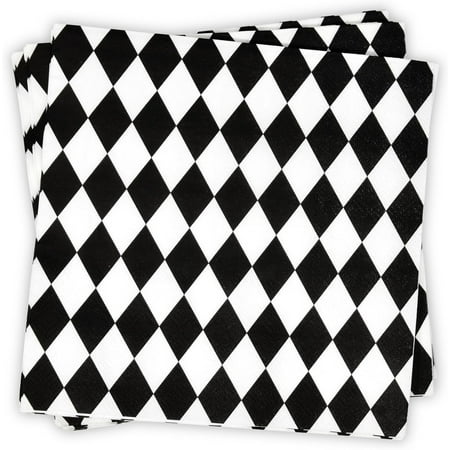Gift Boutique 100 Black and White Plaid Luncheon Napkins Disposable Paper Checkered Lunch Napkin Halloween Race Car Picnic Barbecue Camping Birthday Party Supplies