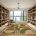 thumbnail image 2 of ODIKA 9'x12' Washable Area Rug Green Beige Geometric Design Elegant Interplay of Abstract Shapes and Lines for Master Suite, California King, Under Bed, Non-Shedding, Easy Care, 2 of 7