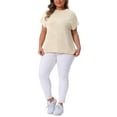 thumbnail image 2 of Agnes Orinda Women's Plus Size Tops Textured Crew Neck Short Sleeve Knit Solid Casual Blouses 3X Apricot, 2 of 6