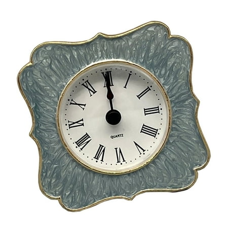 Desk Clock Floral Alarm with Enamel Finish, Decorative Small Table Clocks 1PC