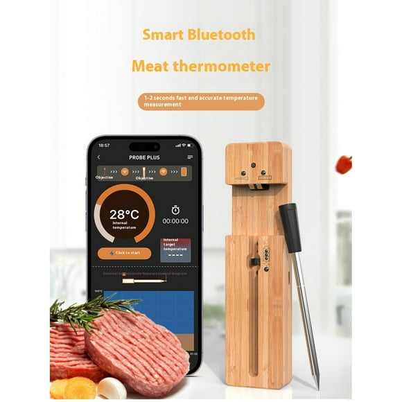 Wireless food thermometer, barbecue thermometer, smart Bluetooth thermometer,Silver