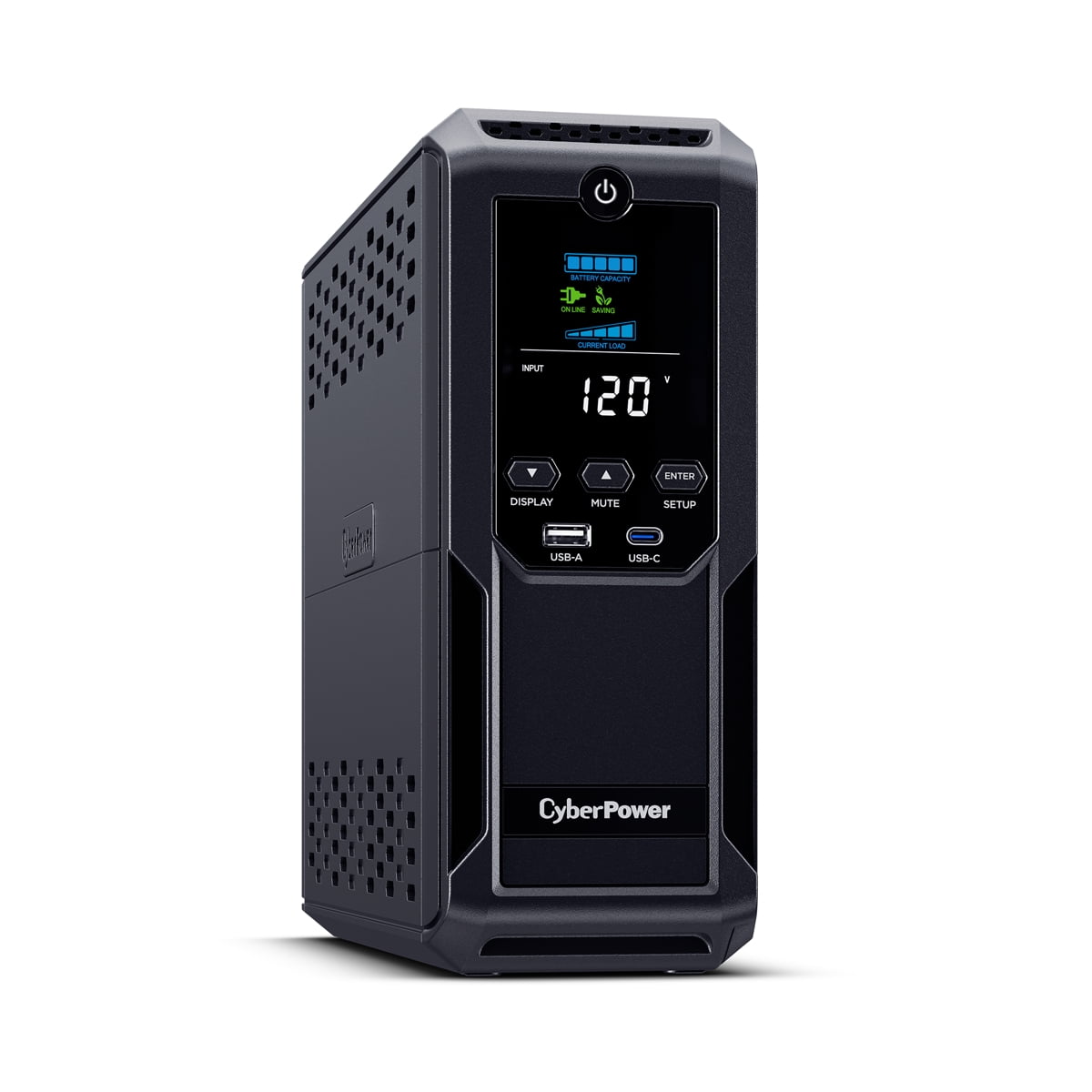 CyberPower BRG1500AVRLCD2 Intelligent LCD UPS Systems - 1500VA/900W, 57 - 120 VAC, NEMA 5-15P, Mini-Tower, 12 Outlets