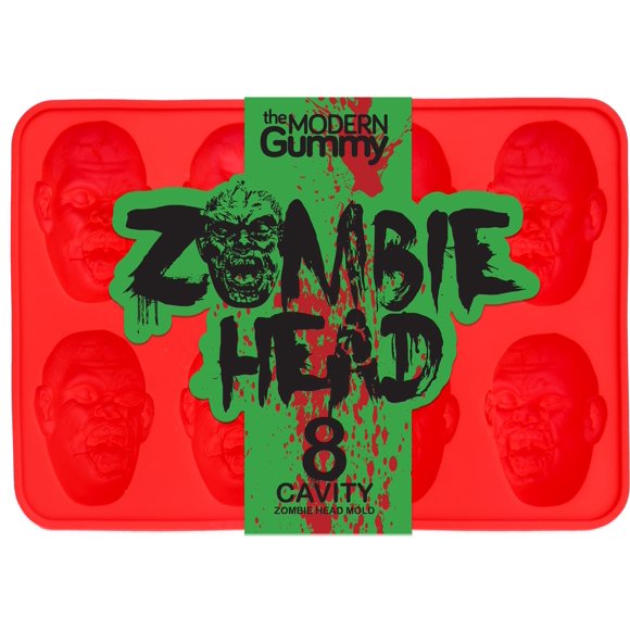 Zombie Head Candy Making Tray by The Modern Gummy, SILICONE, 8 Realistic Cavities per tray, For Gelatin, Chocolates, Cupcake Toppers, Halloween, Zombie Party