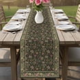 thumbnail image 4 of Sage Green Floral Boho Table Runner - 60 Inch Long Ethnic Tribe Abstract Art Flower Cotton and Linen Blended Dress Scarves Farmhouse Table Runner for Kitchen Dining, Coffee Table, 13" x 60", 4 of 8