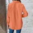 thumbnail image 4 of Women's Blouses Shirts Cotton Long Sleeve Botton Down Shirts for Women Orange XXL, 4 of 6