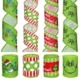 thumbnail image 4 of Under 10 Event & Party Christmas Wired Edge Ribbon 2.5 Inch 5Yard Christmas Craft Ribbon Funny Cartoon Character Gift Wrapping Ribbon Decorative Ribbon for Xmas Tree Wreath Bows DIY Craft, 4 of 5