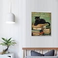 thumbnail image 3 of Nawypu Retro Cat Print Canvas Wall Art Poster, Cat With Books Picture Painting Artwork Framed for Home Bedroom Decoration, 3 of 4