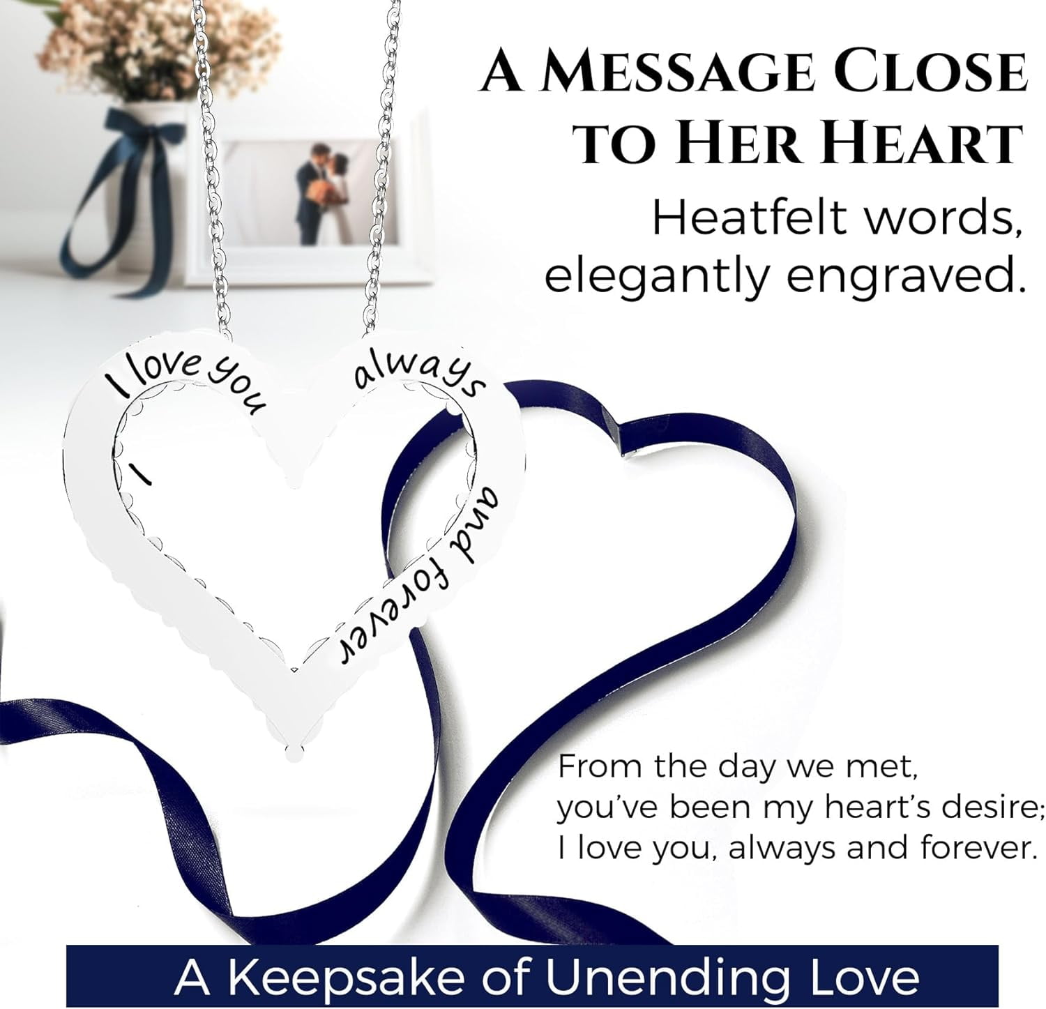 Heart Pendant Necklace for Her Moissanite Jewelry for Women I Love You S925 Sterling Silver Gifts for Wife Girlfriend Mom Daughter Wedding Anniversary Birthday Christmas Mothers Valentines Day Petite