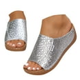 thumbnail image 3 of Sandals for Women 2025 Womens Platform Sandals Espadrille Wedge Strap Studded Open Toe Womens under 15 Wedge Strap Wide for Women Size 11w Soft Size 8 Women's On Platform Silver 8, 3 of 9