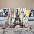 thumbnail image 2 of JEUXUS Eiffel Tower Throw Blanket Paris Tower Plush Blanket for Bed Sofa Couch Romantic Rose Chic Paris Theme Sherpa Blanket Paris Cityscape Heart Love Fuzzy Blanket Room Decor Flannal Blanket, 2 of 6