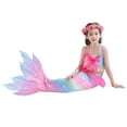 thumbnail image 3 of 【Uhome】3PCS Girls Mermaid Tail Swimsuit Cute Costume Set with Fish Tail Kids Beach Bikini Bath Suit 3-12Y, 3 of 7