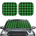 thumbnail image 2 of Daiia Buffalo Plaid Green Black 2PCS Car Windshield Sun Shade, Foldable Sun Shield for Car Front Window, Auto Sun Blocker Visor Protector Universal for Truck SUV Pickup-Large, 2 of 7