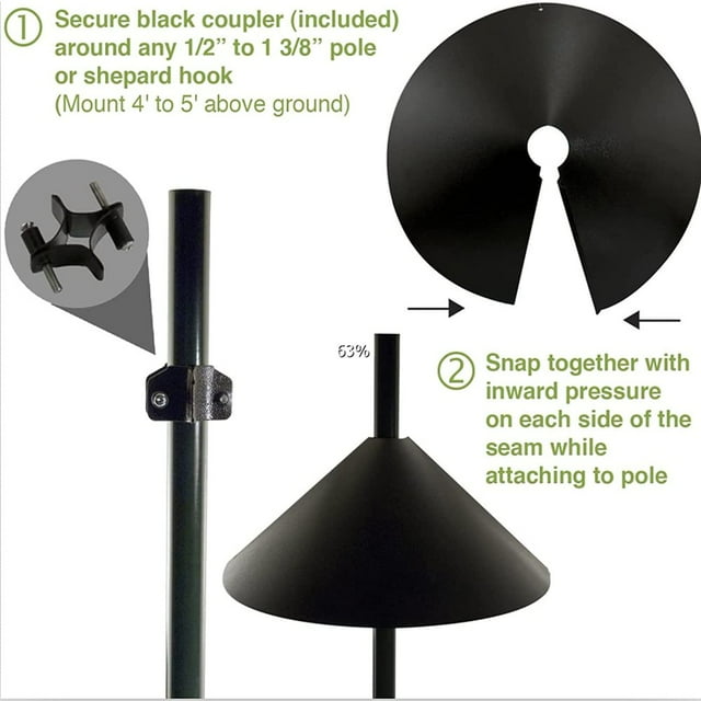 SUTENGDA Squirrel Baffle,Professional Galvanized Prevents Squirrel Guard Baffle,Wrap Around Squirrel Baffle Protect Outside Hang Bird Feeders and Pole Mount from Raccoon Squirrels Rod