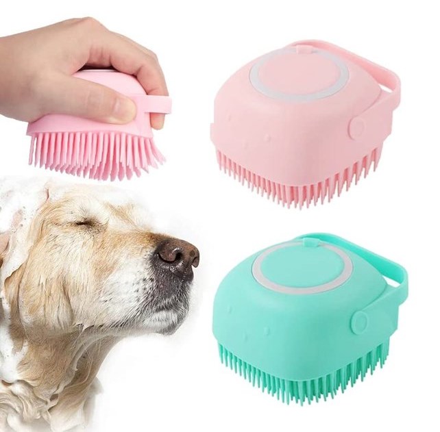 Rumbeast 2Pcs Dog Shower Brush, Dog Bath Brush, Body Scrubber with
