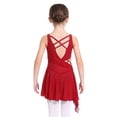 thumbnail image 2 of SiiRoh Girls Lyrical Dance Dress Sleeveless Rhinestones Ballet Leotard Figure Skating Asymmetrical Skirt Burgundy 6, 2 of 7