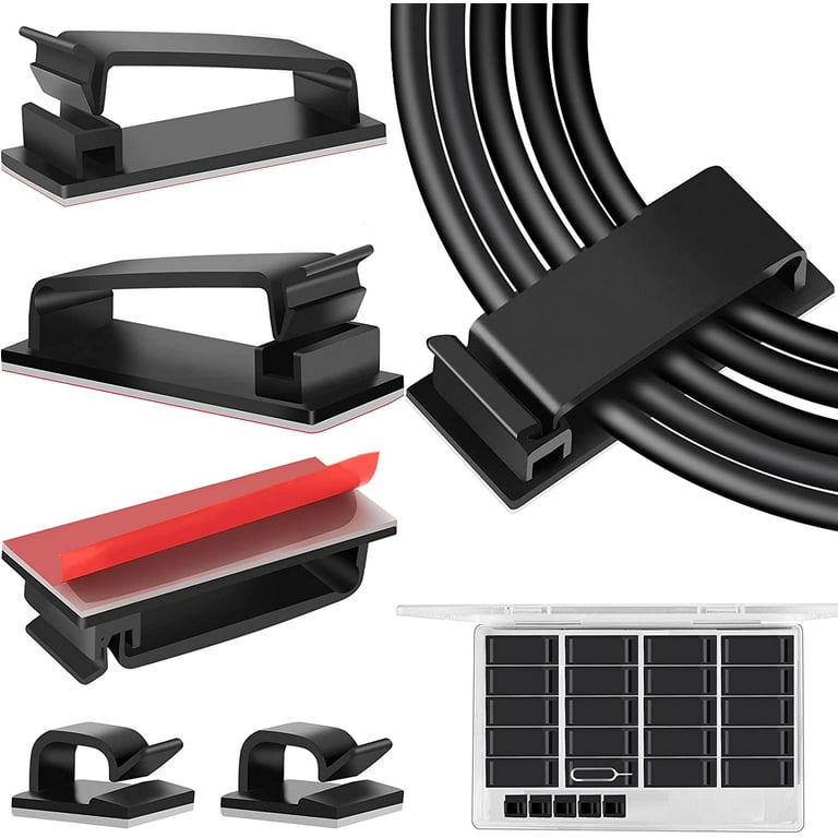 100 Self Adhesive Cable Management Clips - Cable Tying Solutions, Cables