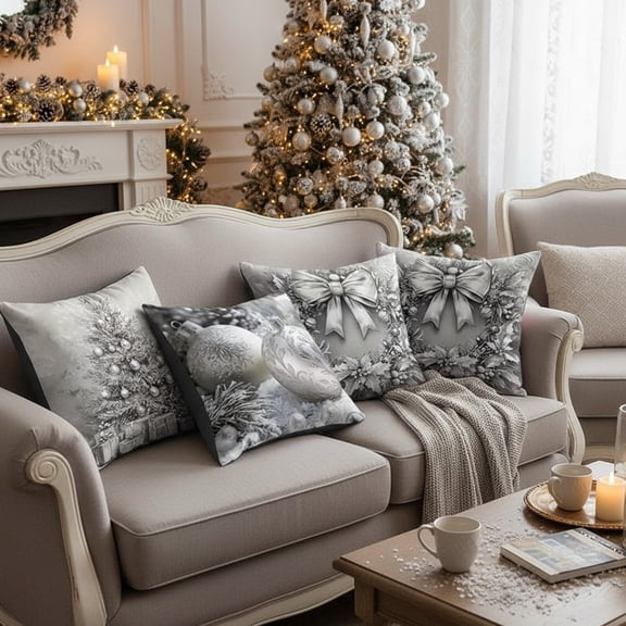 EazyTech 4-Pack Christmas Pillow Covers Set 18x18 Inch Throw Pillow Covers Perfect for Home Xmas Decor, Soft Holiday Decorations for Sofa Living Room