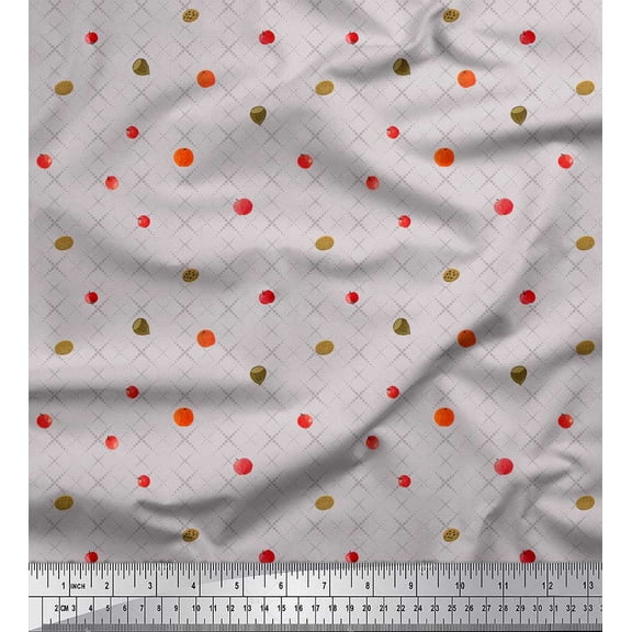 Soimoi Gray Poly Georgette Fabric Fruits & Cookies Food Print Fabric by the Yard 42 Inch Wide