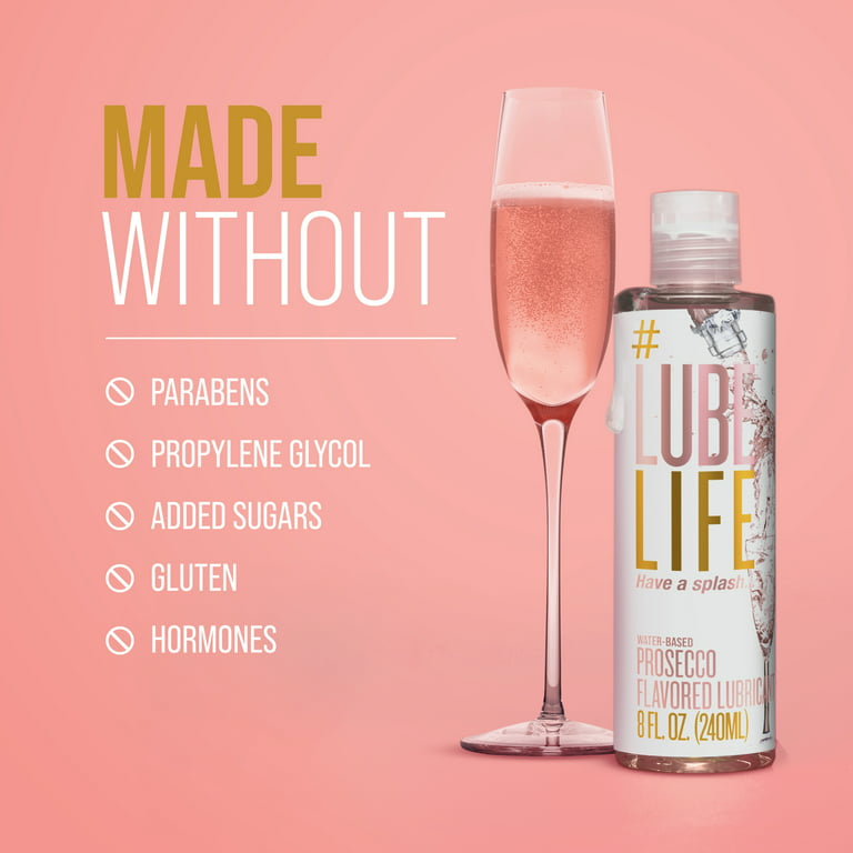 Lube Life Water-Based Prosecco Flavored Lubricant, Personal Lube for Men, Women and Couples, Made Without Added Sugar, 8 fl oz