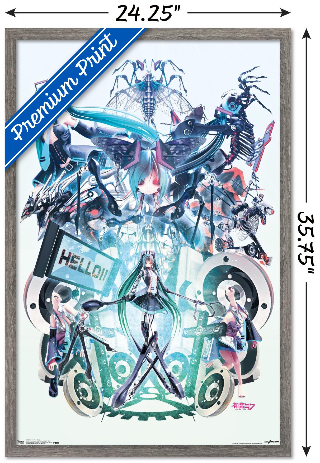 Hatsune Miku - Hello Wall Poster, 22.375" x 34", Framed