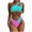 Hot Pink, variant on Youyipin Womens Swimsuits 2 Piece Cheeky Cutout One Shoulder Y2K Bikini Color Block V Cut High Leg Swimsuit Beach Vacation Clothes For Women