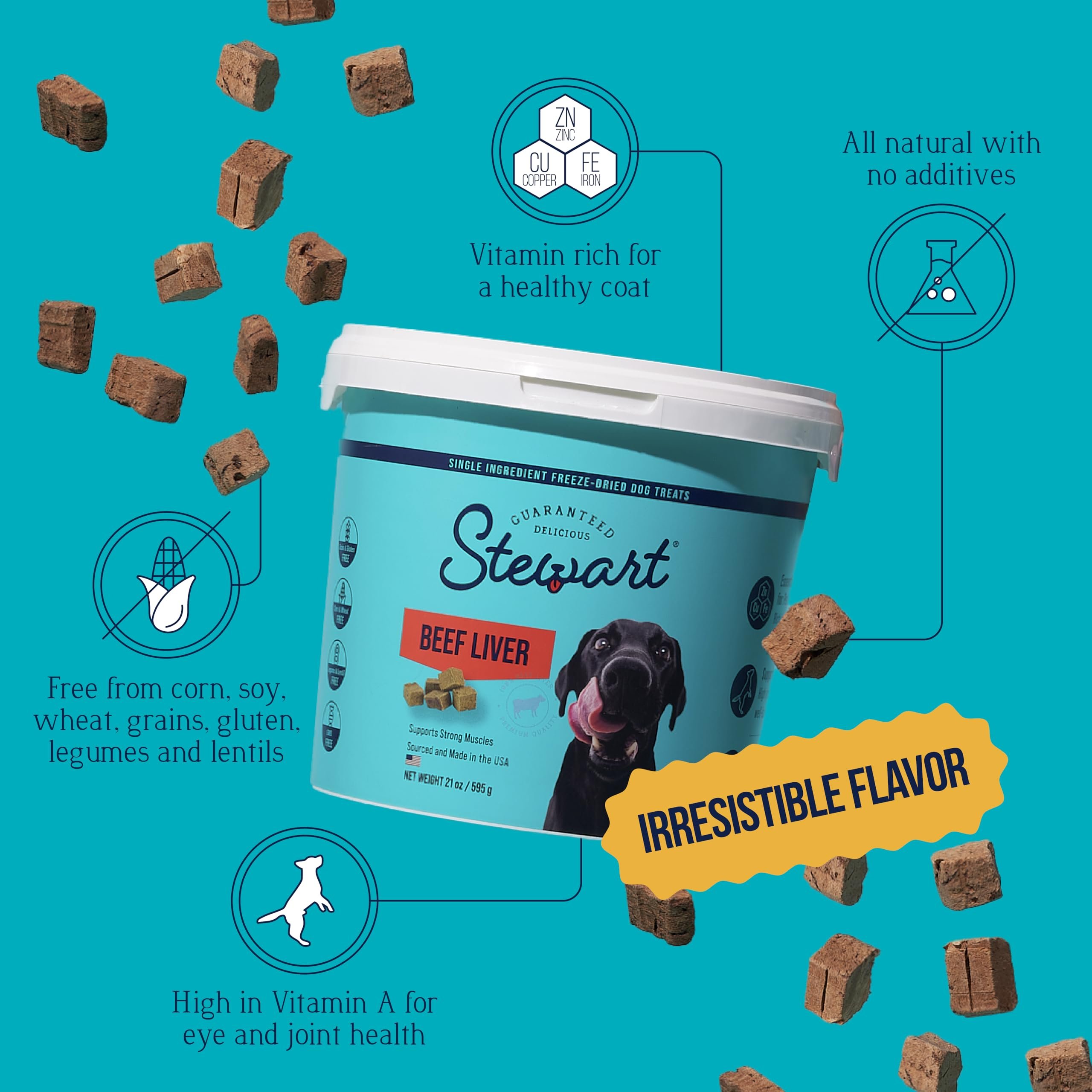 Stewart Freeze Dried Raw Dog Treats Beef Liver - High Protein, Grain Free - 21 Oz, 475 Pieces — Residential Use, Standard Application