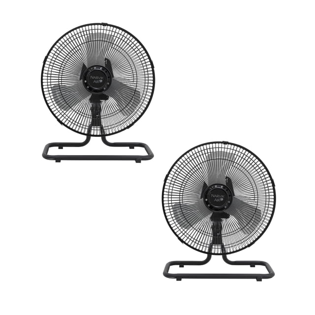 Narvik, Set de 2 Ventiladores Industriales 2 en 1, Piso y Pared, 12 pulgadas, Aspas de Aluminio, Oscilación 90°