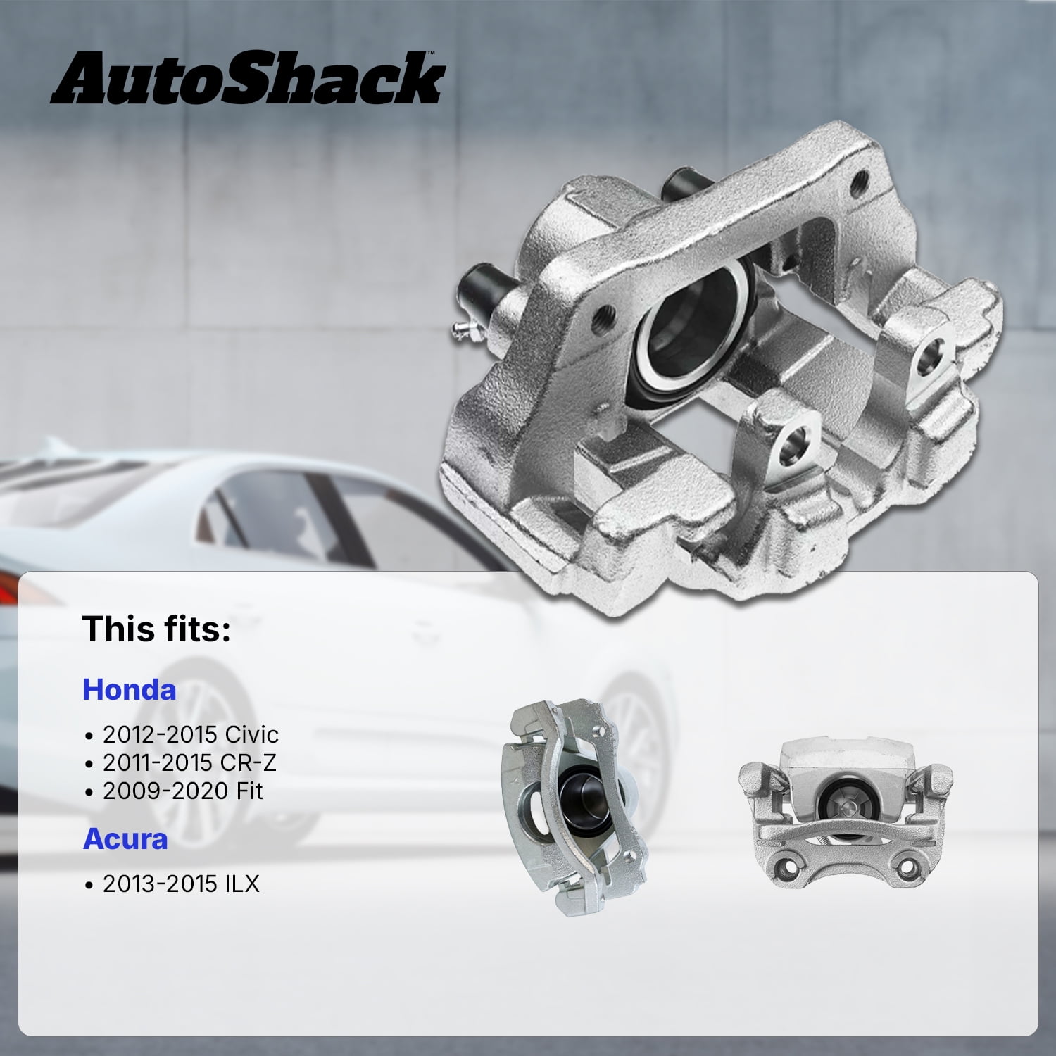 AutoShack Front Brake Calipers for Honda & Acura, Civic 2012-2015 Fit 2009-2020 ILX 2013-2015 CR-Z 2011-2015, FWD L4 1.5L, Left and Right, Pair
