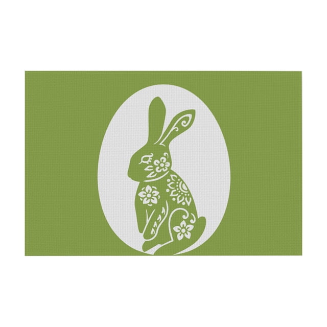 SLYNSHome Rabbit Bunny Happy Easter Placemats 12x18 Inch Seasonal Spring Table Mats for Party Kitchen Dining Decoration