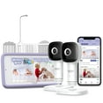 thumbnail image 1 of Hubble Connected SkyVision AI Pro Twin, AI Powered HD Baby Monitor with 2 Crib Mount Cameras + 5" Smart Touch Screen Viewer - White, 1 of 9
