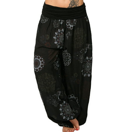 

Frontwalk Women Plus Size Harem Pants Bohemian Lounge Pants Hippie Floral Print Wide Leg Joggers Pajamas Pants