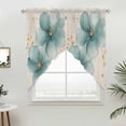 thumbnail image 2 of Swag Valance Curtains for Windows, Teal Elegant Spring Floral Light Filtering Kitchen Curtains with Rod Pocket, Pastoral Flowers Rustic Window Treatment Valances for Living Room, 36x36 - 2 PCS, 2 of 9
