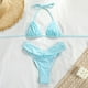 thumbnail image 5 of Trajes de Baño de Bikini de Mujer de Color Sólido Sexy de Moda Dividido con Pantalones, Nylon de Corte Alto para la Piscina de Playa Y las Vacaciones de Verano, 5 of 9