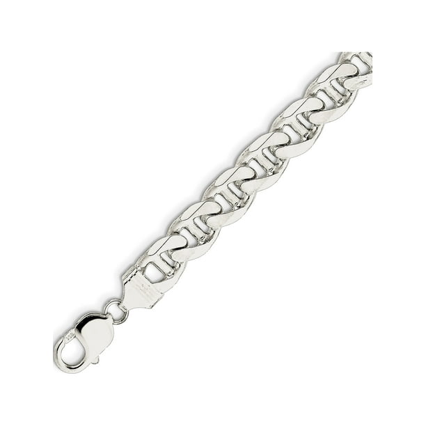 925 Sterling Silver 10.5mm Ancre Plate Chaîne