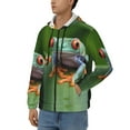 thumbnail image 3 of Kdxio Red-Eyed Tree Frog Print Men Hoodies Casual Hoodies for Men with Zip Pockets Full Zip Long Sleeve Sweatshirt Sports Hooded Jacket-Large, 3 of 5