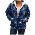 thumbnail image 4 of larppty Women Christmas Hoodies Fashion Casual Xmas Zip Up Coat Long Sleeve Jackets Outerwear with Pocket Holiday Outfits (Blue, M), 4 of 9