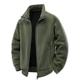 thumbnail image 4 of Men's Polar Fleece Jackets Lightweight Loose Soft Winter thermal Coats Outdoor Windproof Zip Up Jacket with Pockets Big & Tall Size M-5XL Army Green, 4 of 5