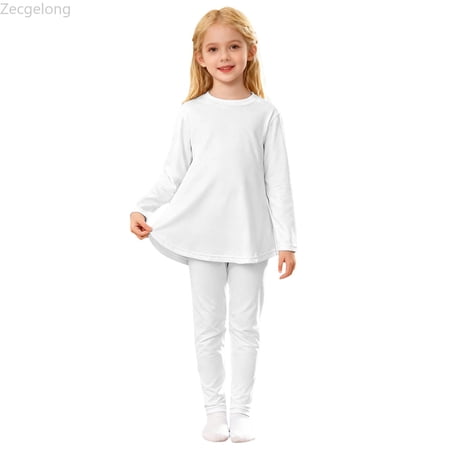 Zecgelong Toddler Girls Two Piece Outfit Long Sleeve Top With Dress And Pants Combo Soft Color For Baby Female Kids Casual Daily Wear Outfits Girls 2 Piece Sets Age 3-4 Years