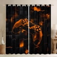 thumbnail image 1 of Rideaux Occultants Noirs et Oranges 2 Panneaux 38"Lx54"H, Rideaux de Jeu Géométriques, Rideaux de Gamer Néon Dégradé, 1 of 6