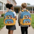 thumbnail image 4 of SEANATIVE Girls Boys Backpack 17 Inch Lightweight Kids School Bag Back to School Essential Bookbag with Padded Straps for Elementary Middle Students, Cartoon Cat Stationery Pattern, 4 of 7