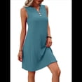 thumbnail image 2 of Vestido Informal de Corte A para Mujer, Sin Mangas, Cuello en V, Plisado, Suelto, 2025 Azul S, 2 of 9